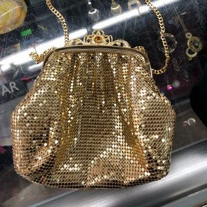 Gold sequined Whiting and Davis evening purse
